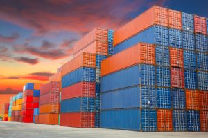 Containers in the port of Laem Chabang in Thailand.